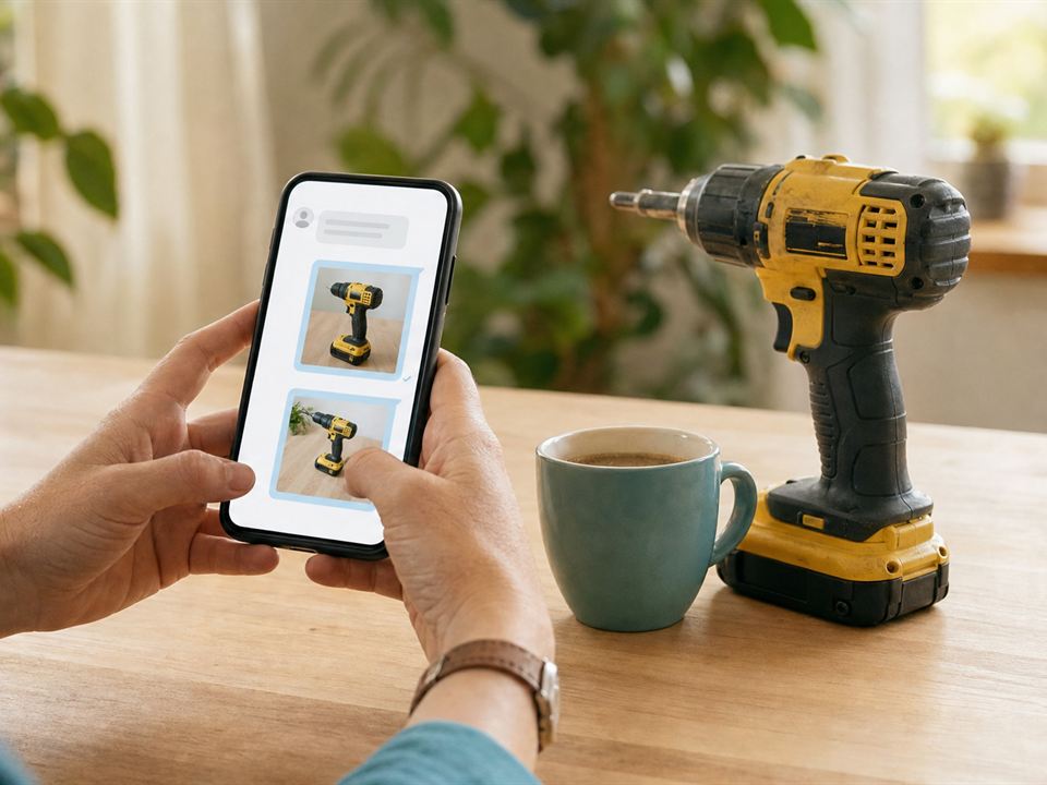 Des photos de perceuse envoyées depuis un téléphone