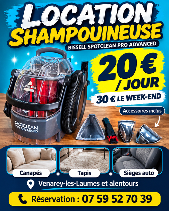 Location shampouineuse Bissell SpotClean Pro Advanced – 20 €/jour