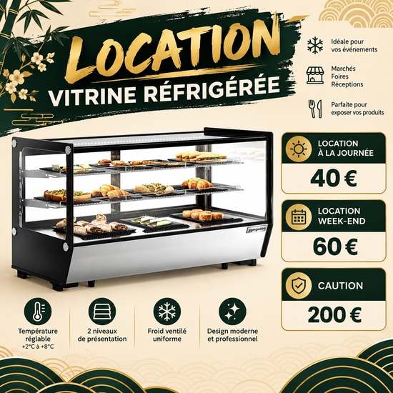 Vitrine réfrigérée de table professionnelle - 200L